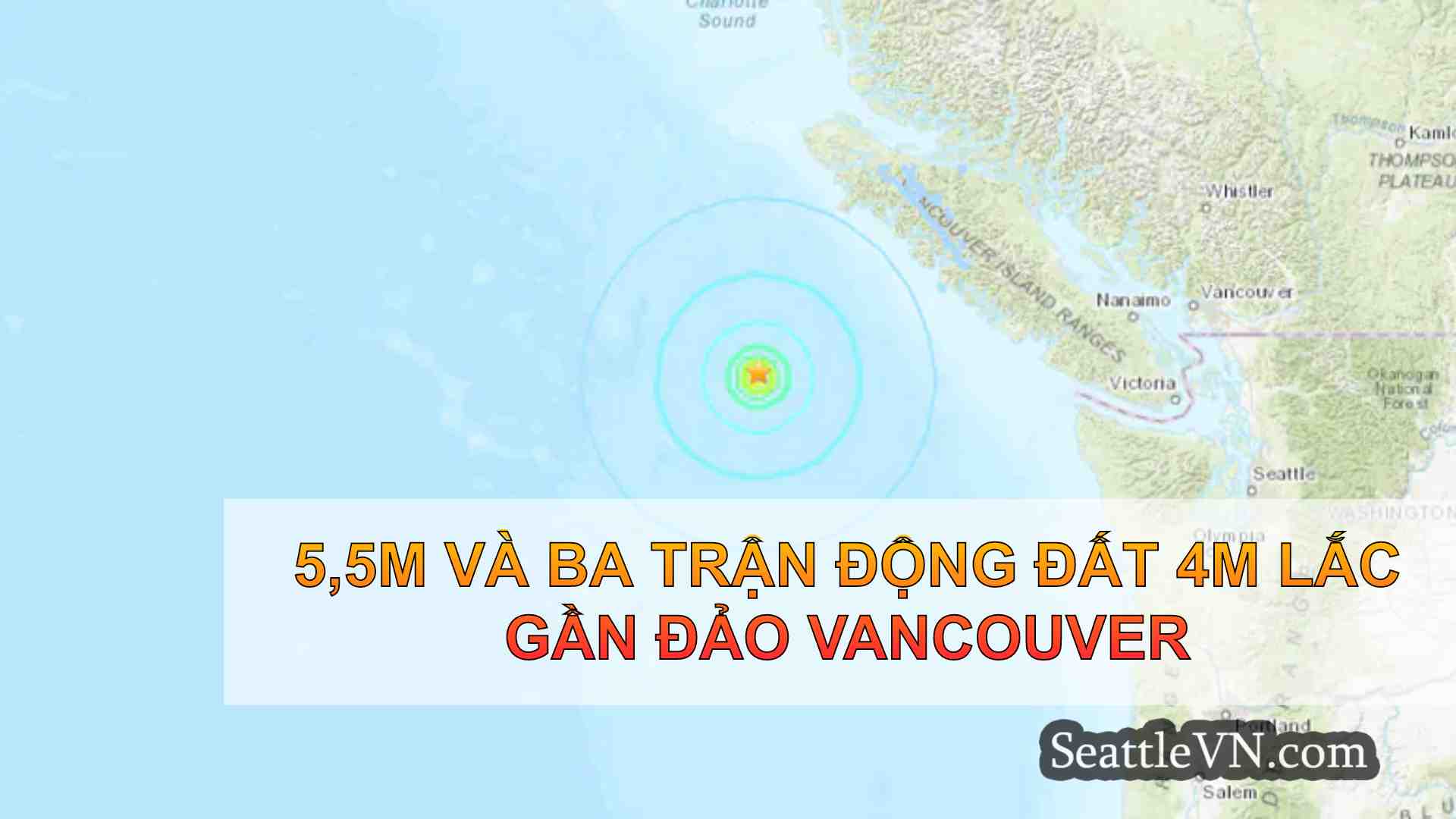 5,5m và ba trận động đất 4m lắc gần đảo