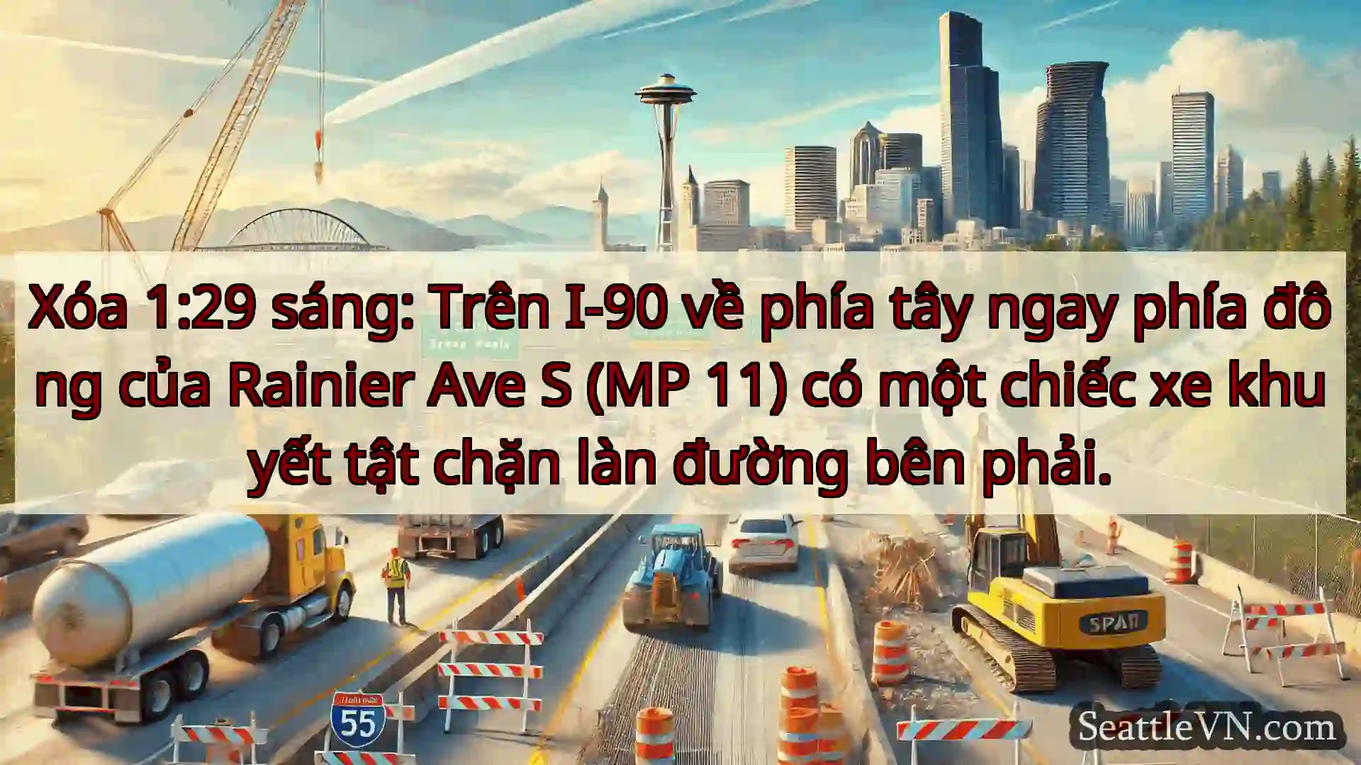 Tin tức Vận tải Seattle Xóa 1:29 sáng: Trên I-90 về phía