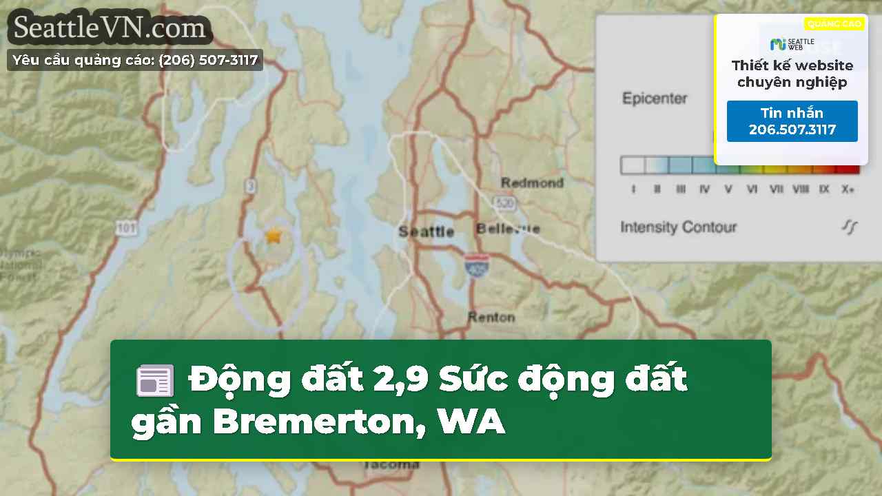 Động đất 2,9 Sức động đất gần Bremerton, WA