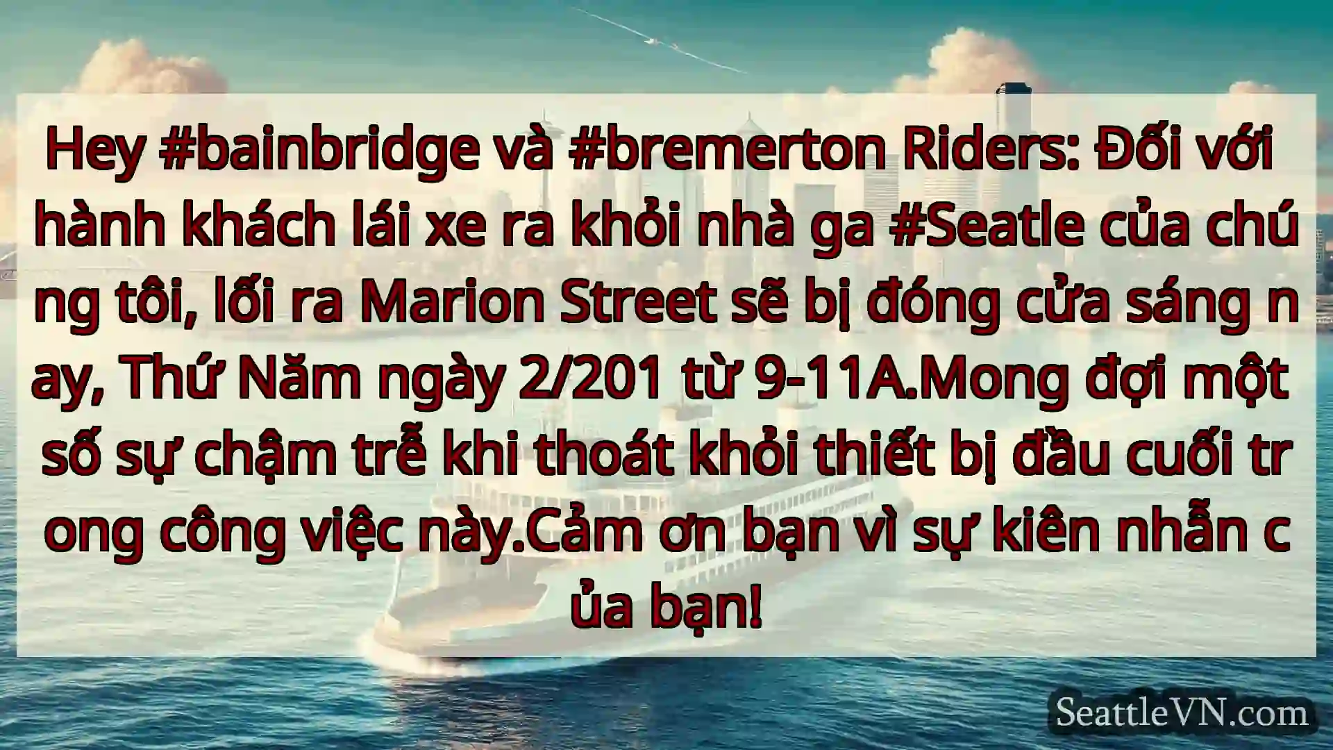 Hey #bainbridge và #bremerton Riders: Đối với