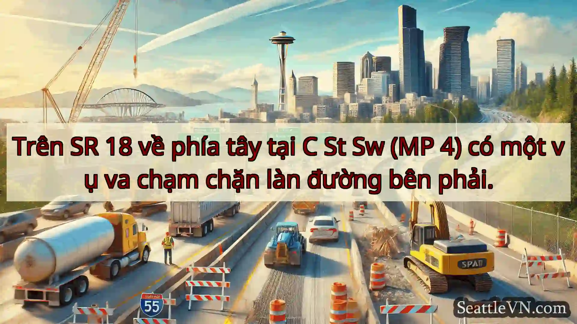 Trên SR 18 về phía tây tại C St Sw (MP 4) có một