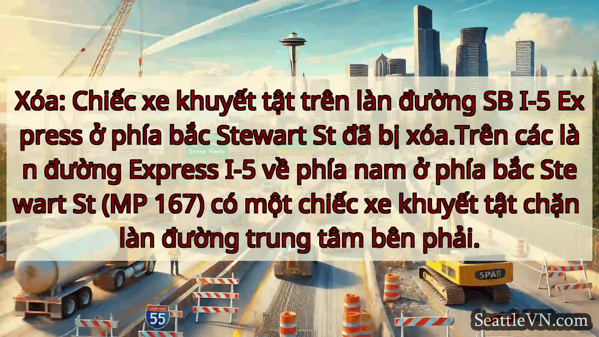 Xóa: Chiếc xe khuyết tật trên làn đường SB I-5