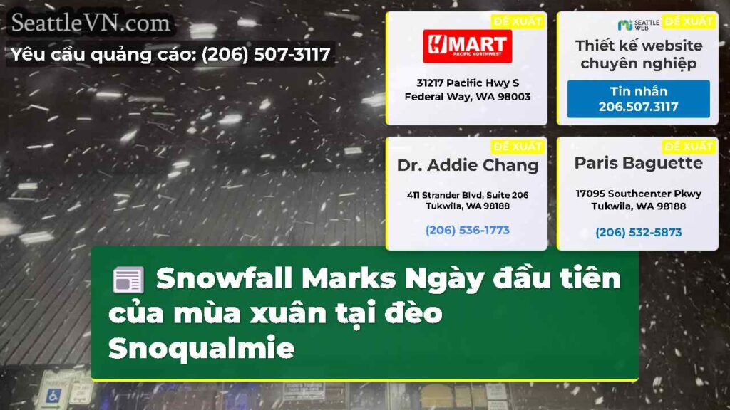 Snowfall Marks Ngày đầu tiên của mùa xuân tại đèo