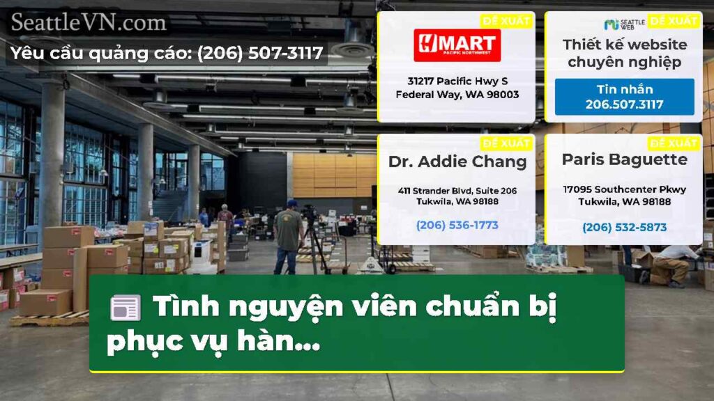 Tình nguyện viên chuẩn bị phục vụ hàn...