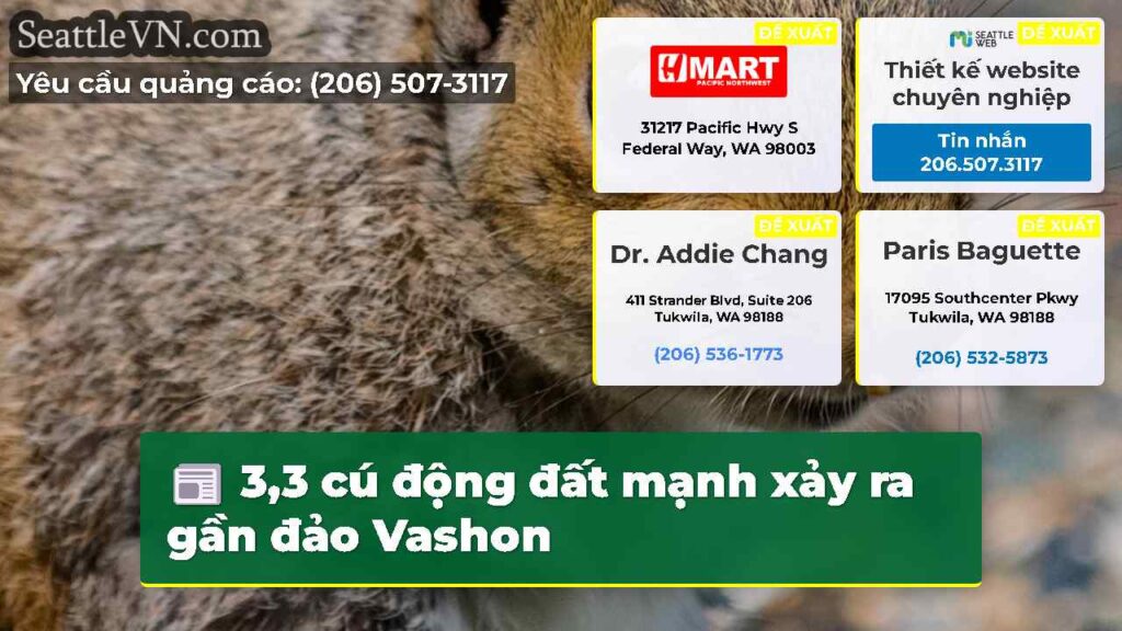 3,3 cú động đất mạnh xảy ra gần đảo Vashon