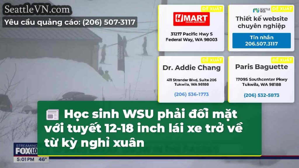 Học sinh WSU phải đối mặt với tuyết 12-18 inch