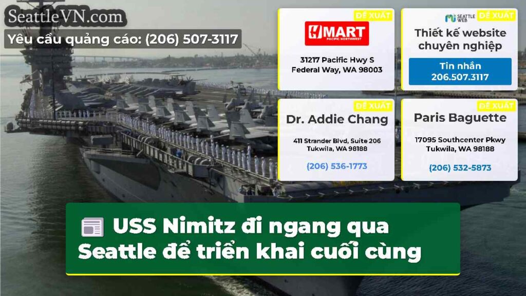 USS Nimitz đi ngang qua Seattle để triển khai