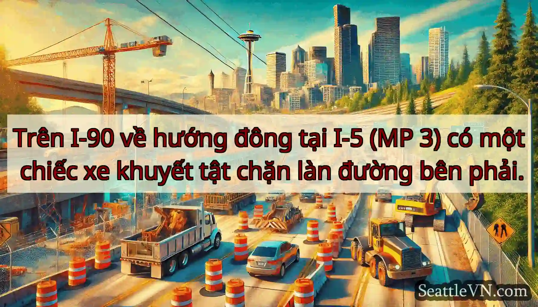 Trên I-90 về hướng đông tại I-5 (MP 3) có một