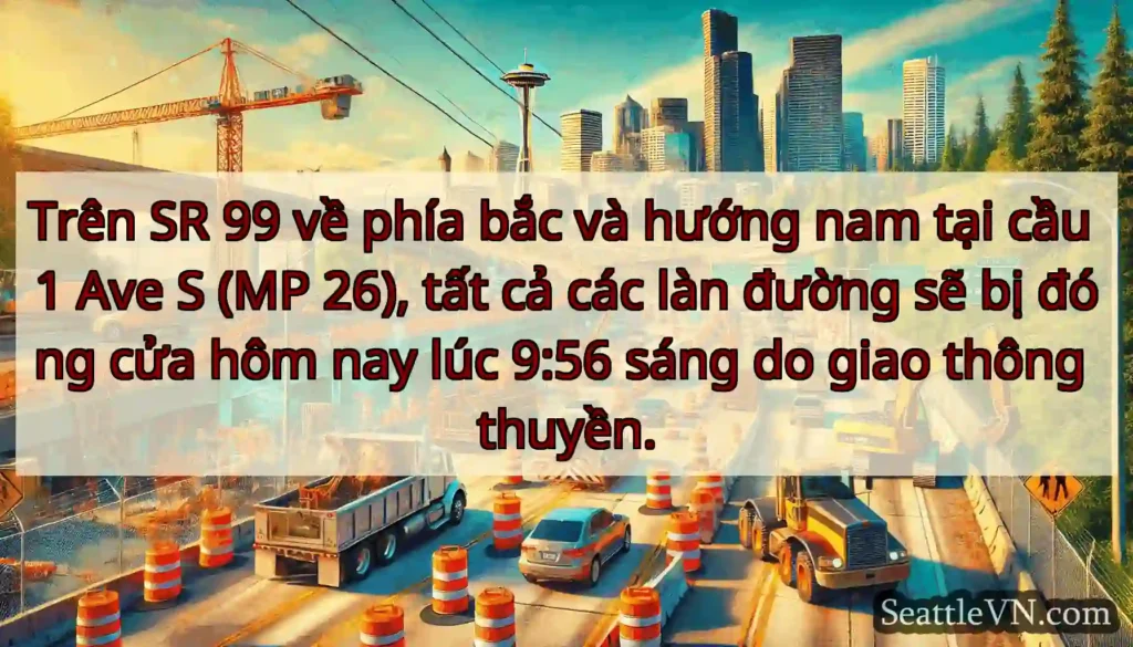 Trên SR 99 về phía bắc và hướng nam tại cầu 1 Ave