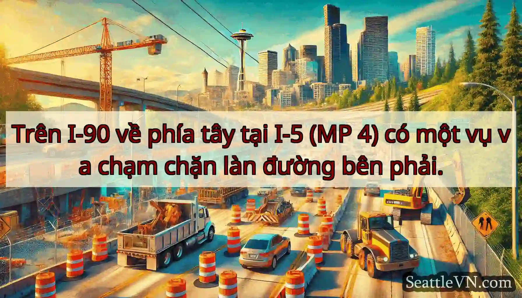 Trên I-90 về phía tây tại I-5 (MP 4) có một vụ va