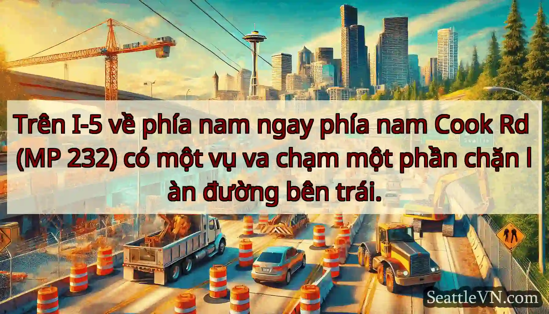 Trên I-5 về phía nam ngay phía nam Cook Rd (MP