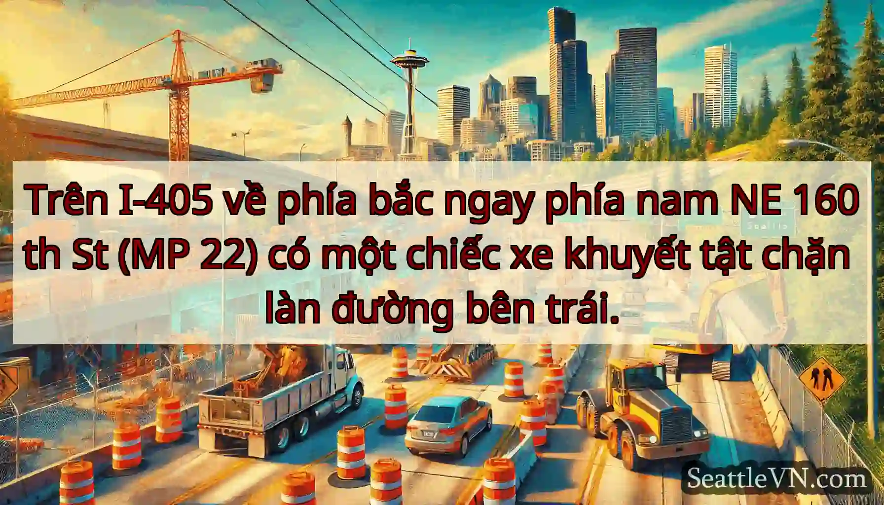 Trên I-405 về phía bắc ngay phía nam NE 160th St