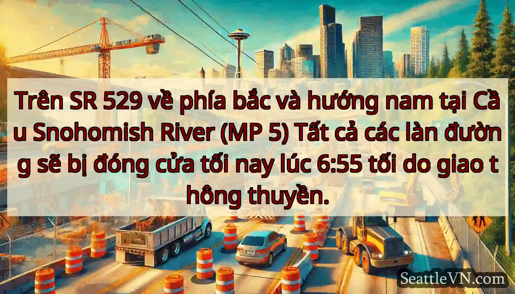 Trên SR 529 về phía bắc và hướng nam tại Cầu