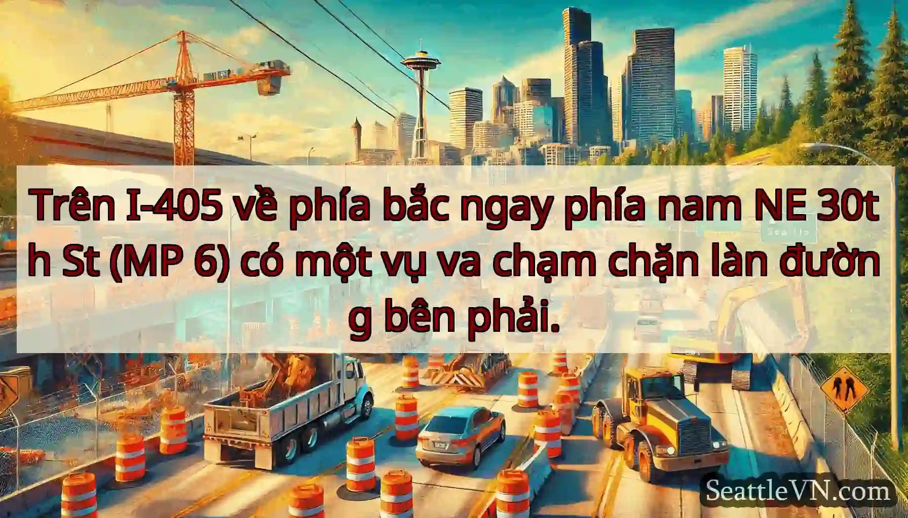 Trên I-405 về phía bắc ngay phía nam NE 30th St