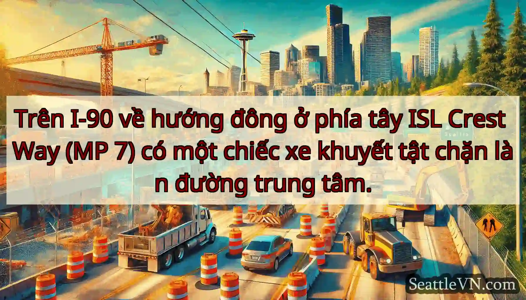 Trên I-90 về hướng đông ở phía tây ISL Crest Way