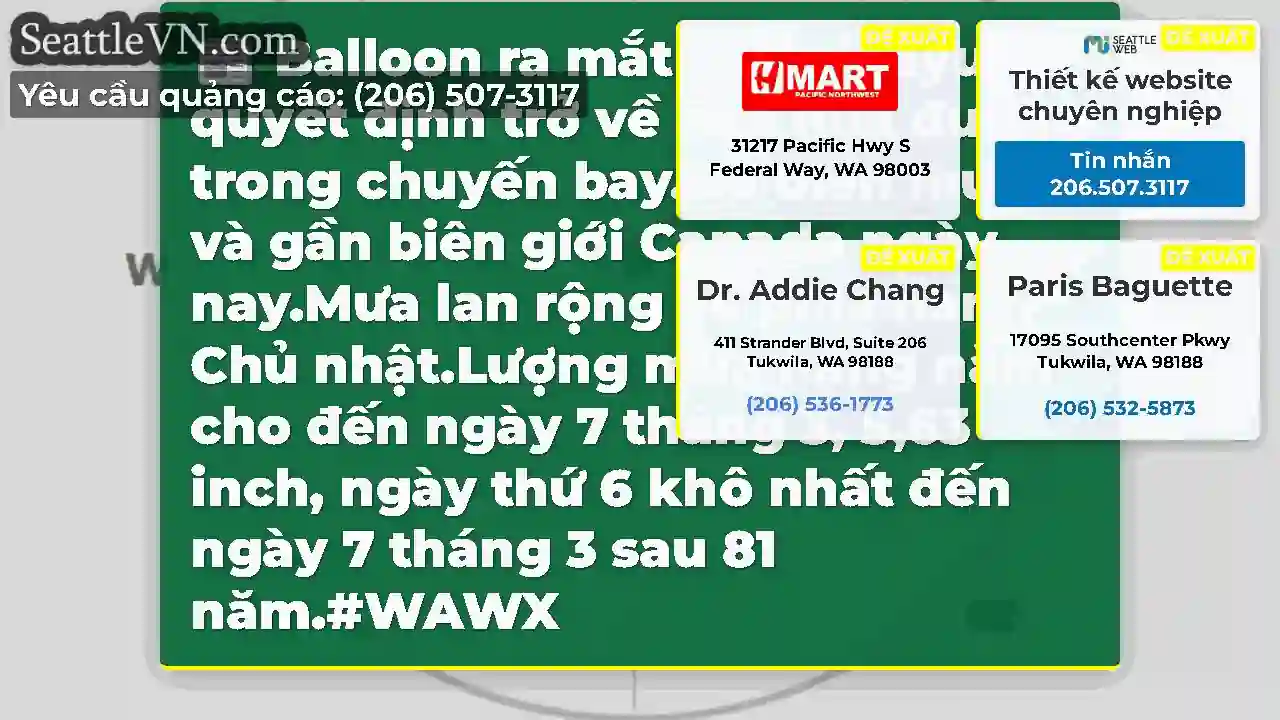 Balloon ra mắt từ Quillayute quyết định trở về