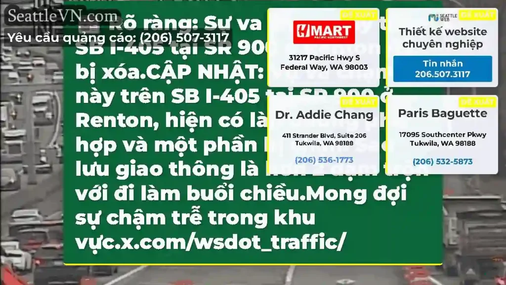 Rõ ràng: Sự va chạm này trên SB I-405 tại SR 900