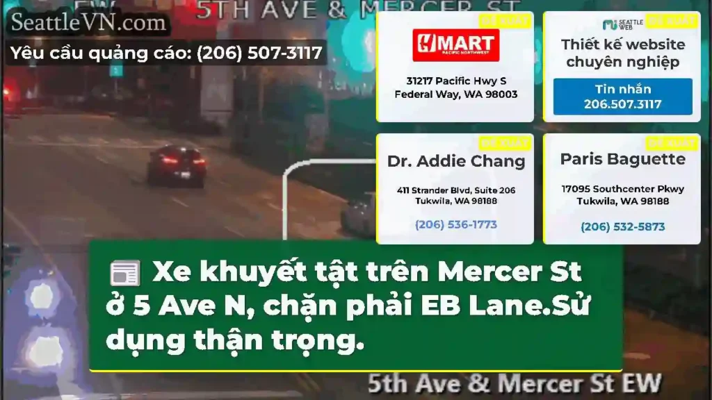 Xe khuyết tật trên Mercer St ở 5 Ave N, chặn phải