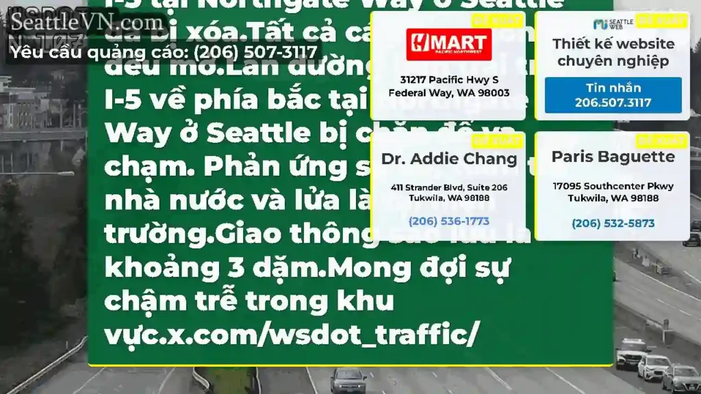 Rõ ràng: Vụ va chạm trên SB I-5 tại Northgate Way