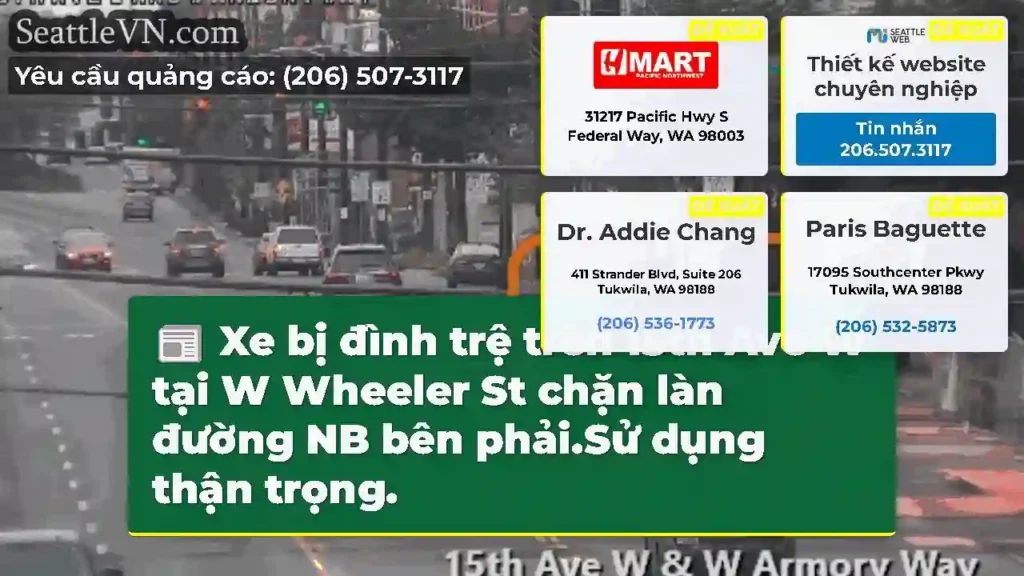 Xe bị đình trệ trên 15th Ave W tại W Wheeler St