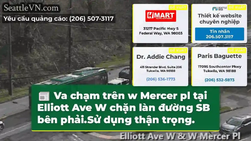 Va chạm trên w Mercer pl tại Elliott Ave W chặn