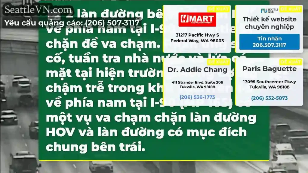 2 làn đường bên trái trên I-5 về phía nam tại