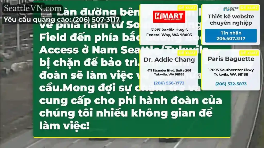 Làn đường bên phải trên I-5 về phía nam từ South