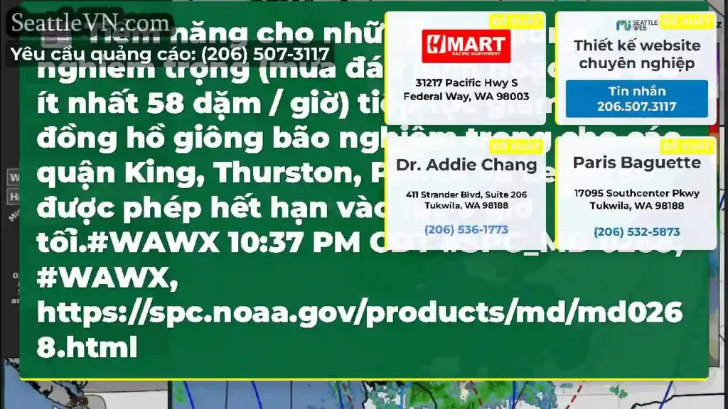 Tiềm năng cho những cơn giông nghiêm trọng (mưa