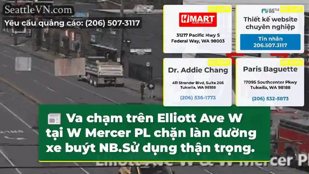 Va chạm trên Elliott Ave W tại W Mercer PL chặn