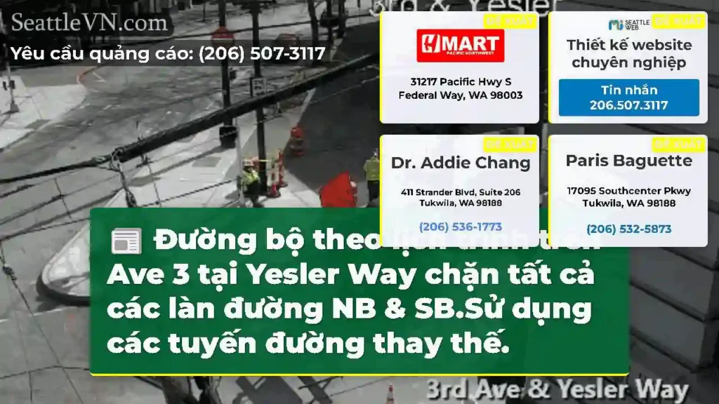 Đường bộ theo lịch trình trên Ave 3 tại Yesler