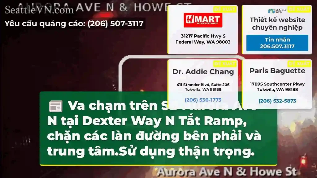 Va chạm trên SB Aurora Ave N tại Dexter Way N Tắt