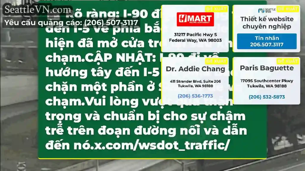 Rõ ràng: I-90 đi về hướng tây đến I-5 về phía bắc