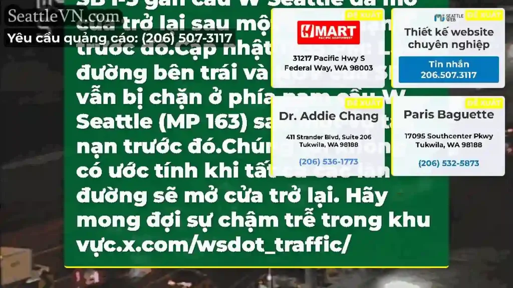 Xóa: Tất cả các làn đường của SB I-5 gần cầu W