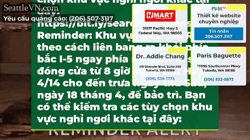 Nhắc nhở: Khu vực SEATAC REST theo cách liên bang