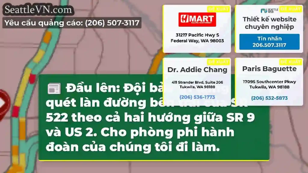 Đầu lên: Đội bảo trì đang quét làn đường bên trái