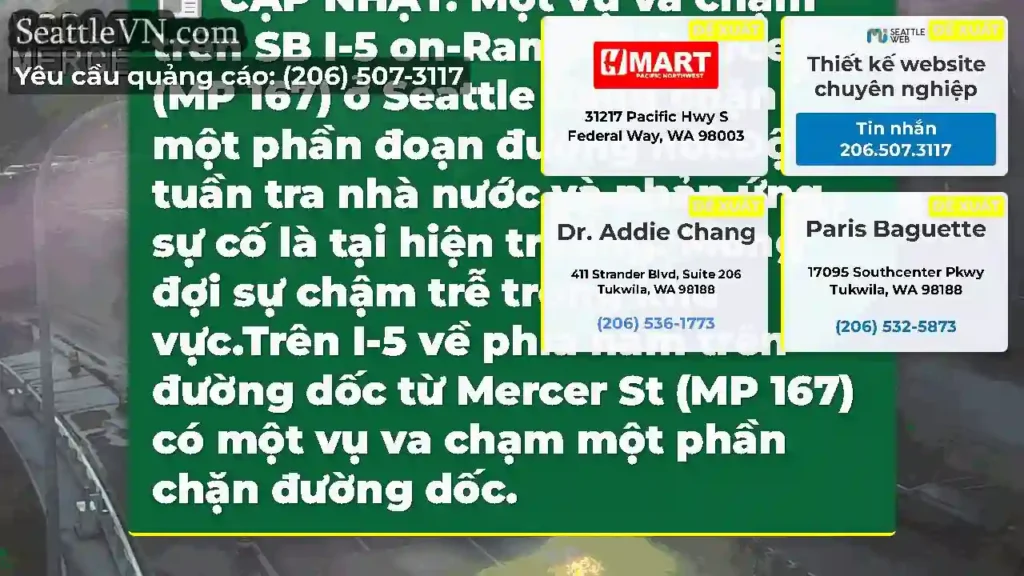 CẬP NHẬT: Một vụ va chạm trên SB I-5 on-Ramp từ