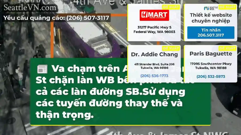 Va chạm trên Ave 4 tại James St chặn làn WB bên