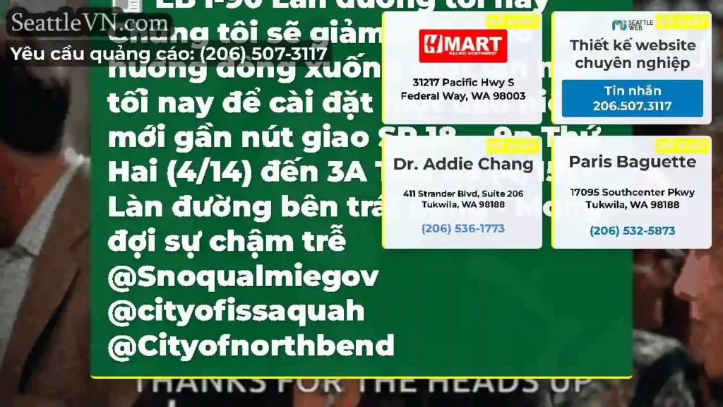 EB I-90 Làn đường tối nay
