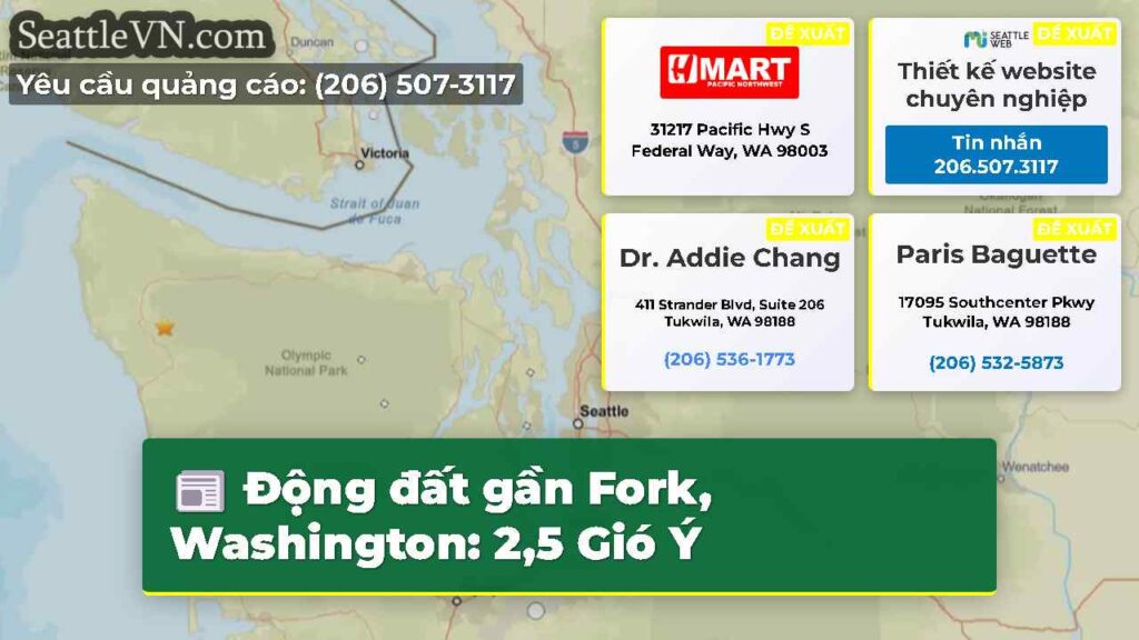 Động đất gần Fork, Washington: 2,5 Gió Ý