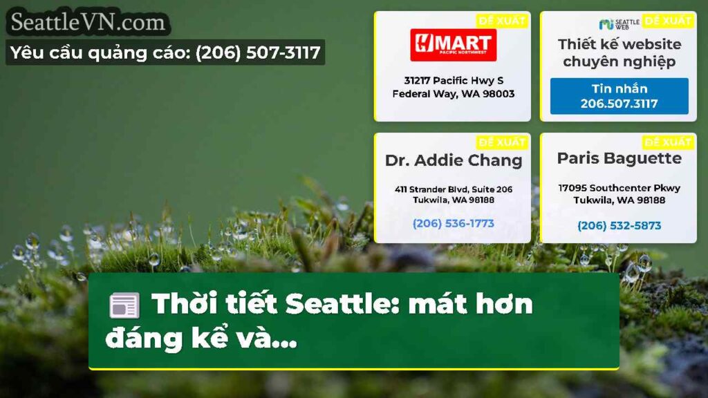 Thời tiết Seattle: mát hơn đáng kể và...