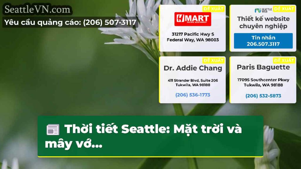 Thời tiết Seattle: Mặt trời và mây vớ...