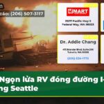 Ngọn lửa RV đóng đường I-90 Đông Seattle