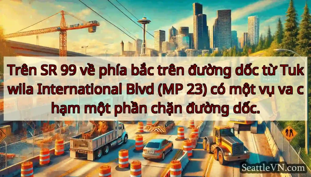 Trên SR 99 về phía bắc trên đường dốc từ Tukwila
