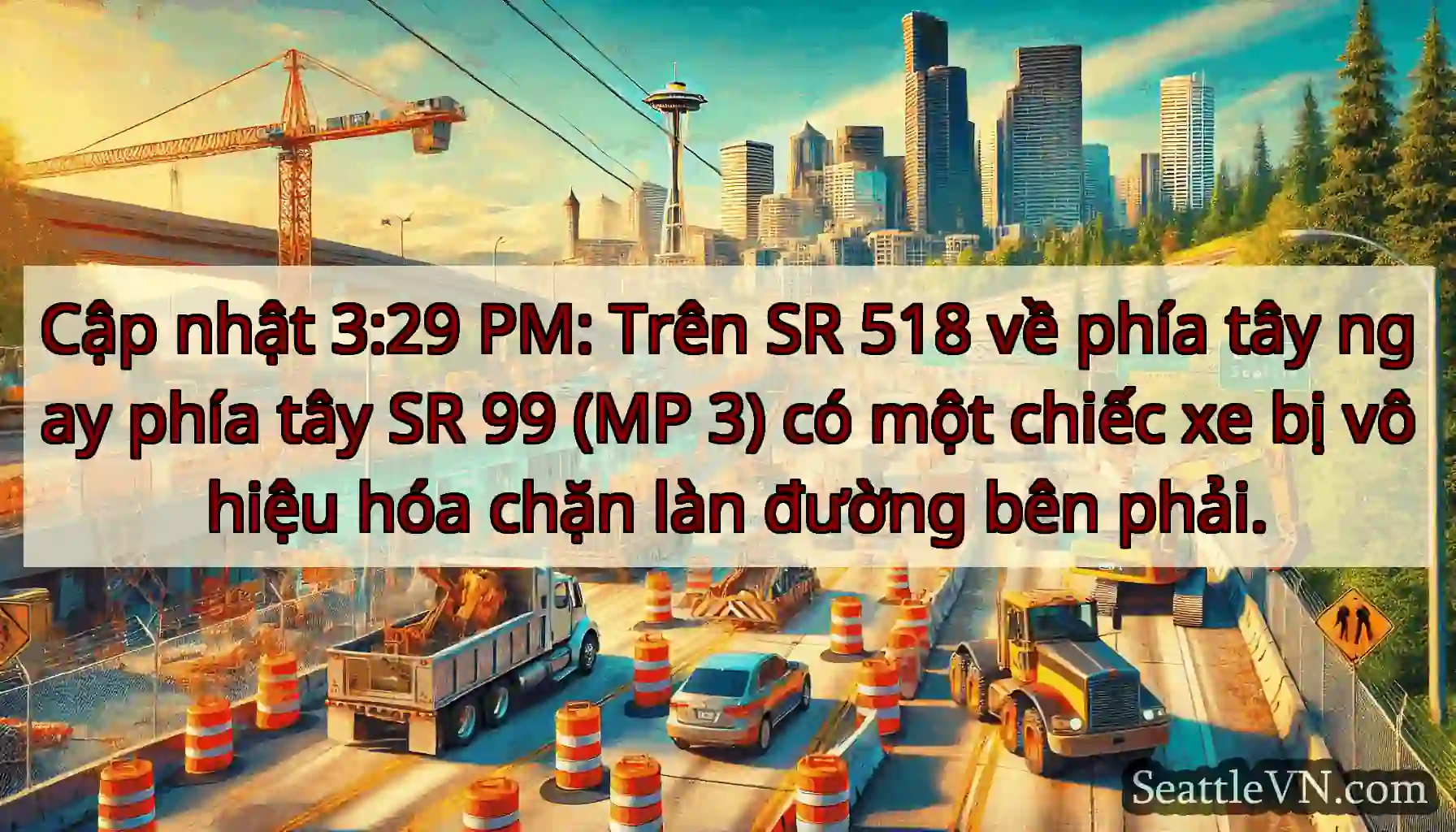 Cập nhật 3:29 PM: Trên SR 518 về phía tây ngay