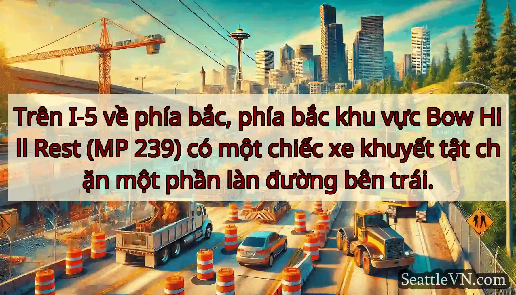 Trên I-5 về phía bắc, phía bắc khu vực Bow Hill