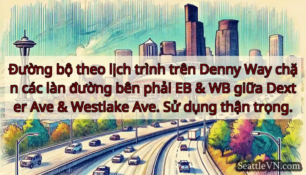 Đường bộ theo lịch trình trên Denny Way chặn các