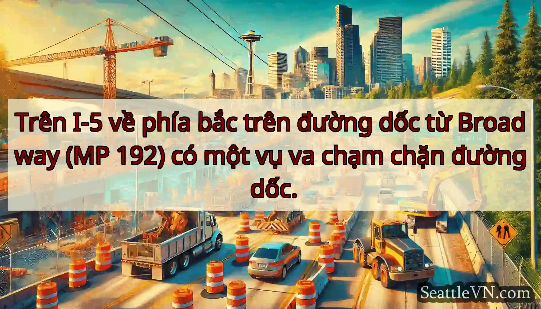 Trên I-5 về phía bắc trên đường dốc từ Broadway