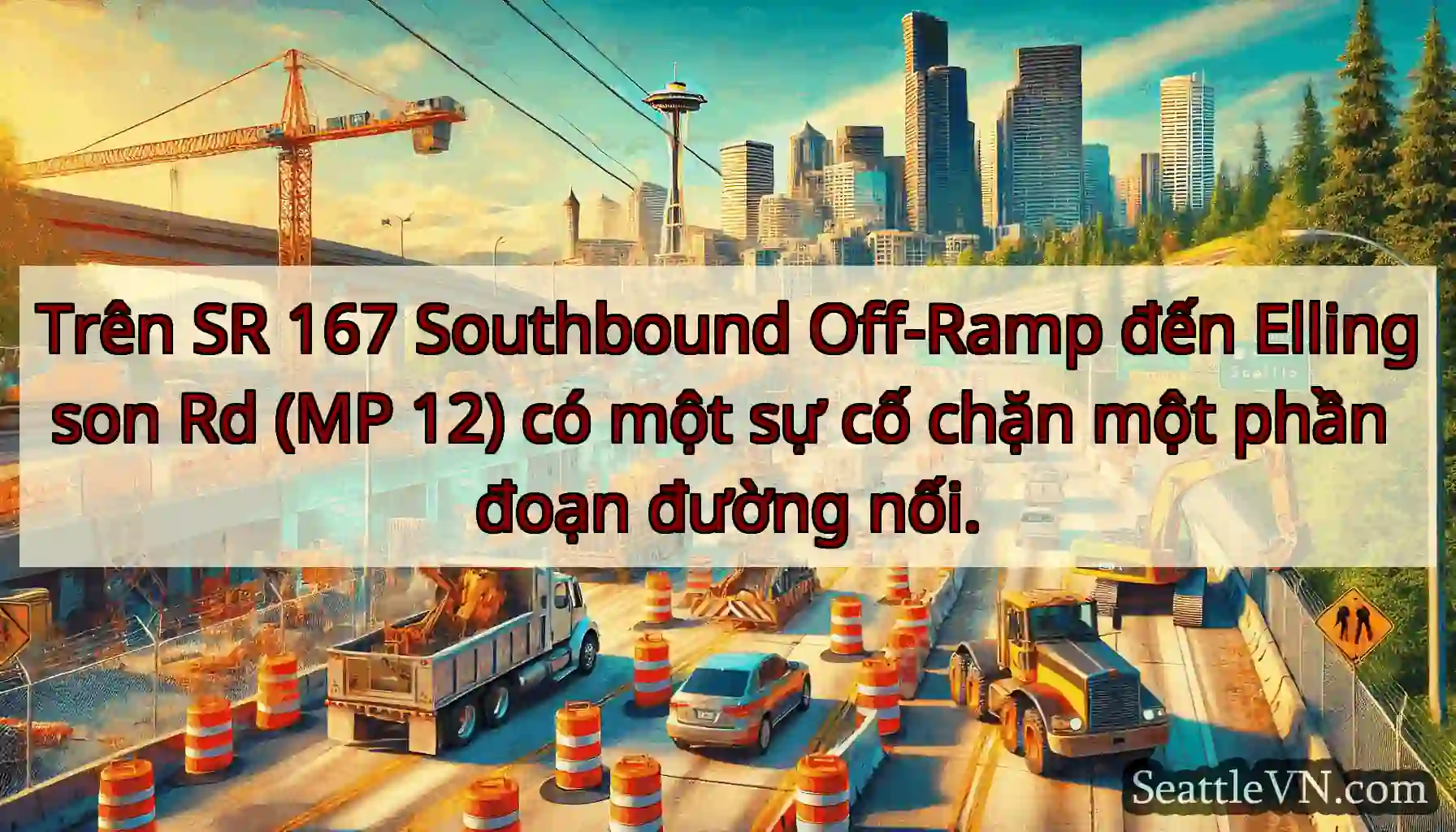Trên SR 167 Southbound Off-Ramp đến Ellingson Rd