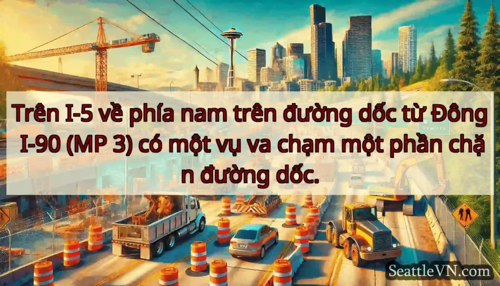 Trên I-5 về phía nam trên đường dốc từ Đông I-90