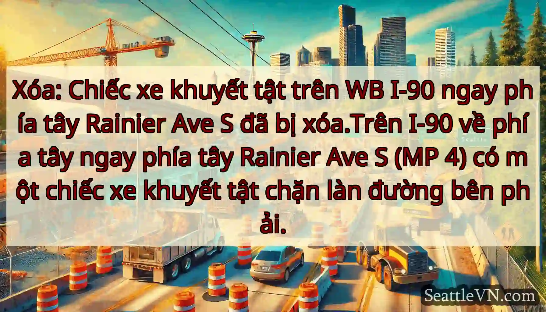 Xóa: Chiếc xe khuyết tật trên WB I-90 ngay phía